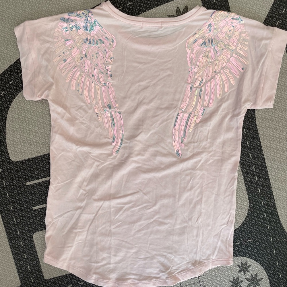 Angel’s Face Short Sleeve Sequin Wings Tee Girls size 10 / Girls T-shirt NWOT